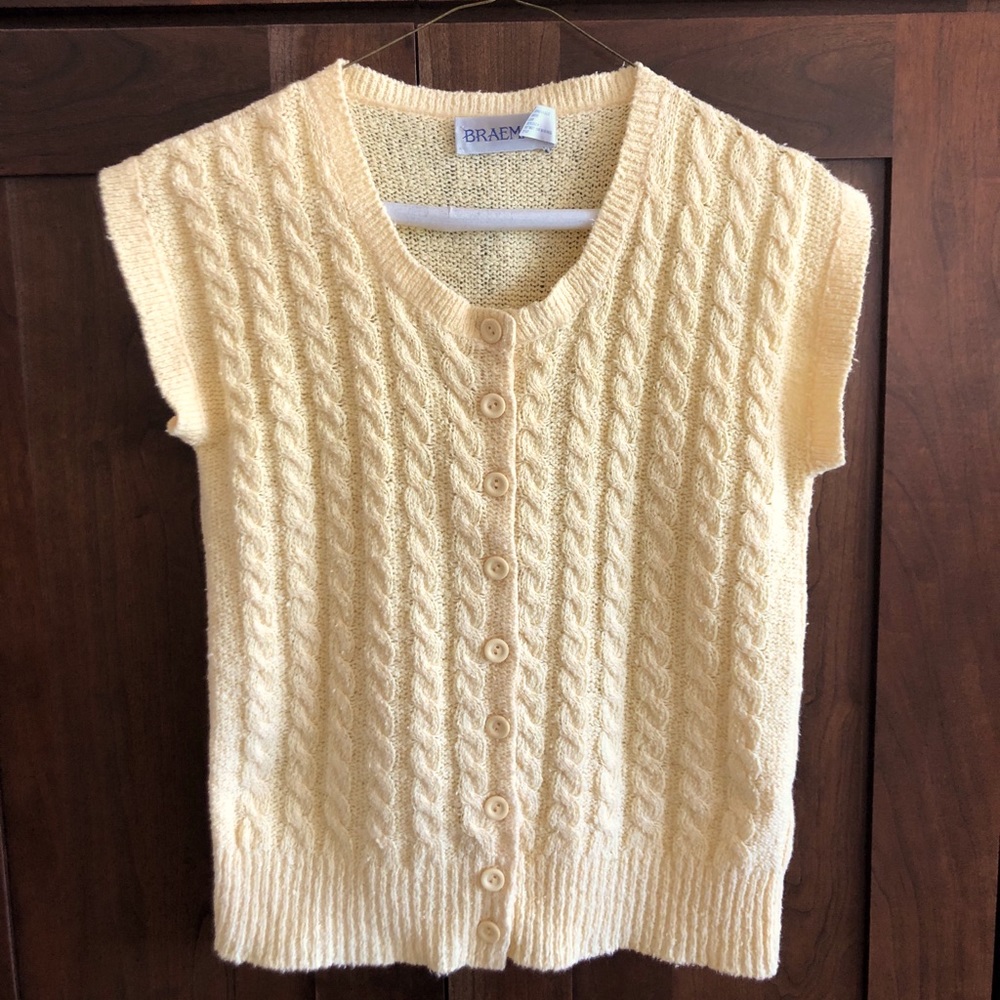 VINTAGE Braemar Yellow Short Sleeved Top Fits S/M